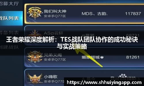 王者荣耀深度解析：TES战队团队协作的成功秘诀与实战策略